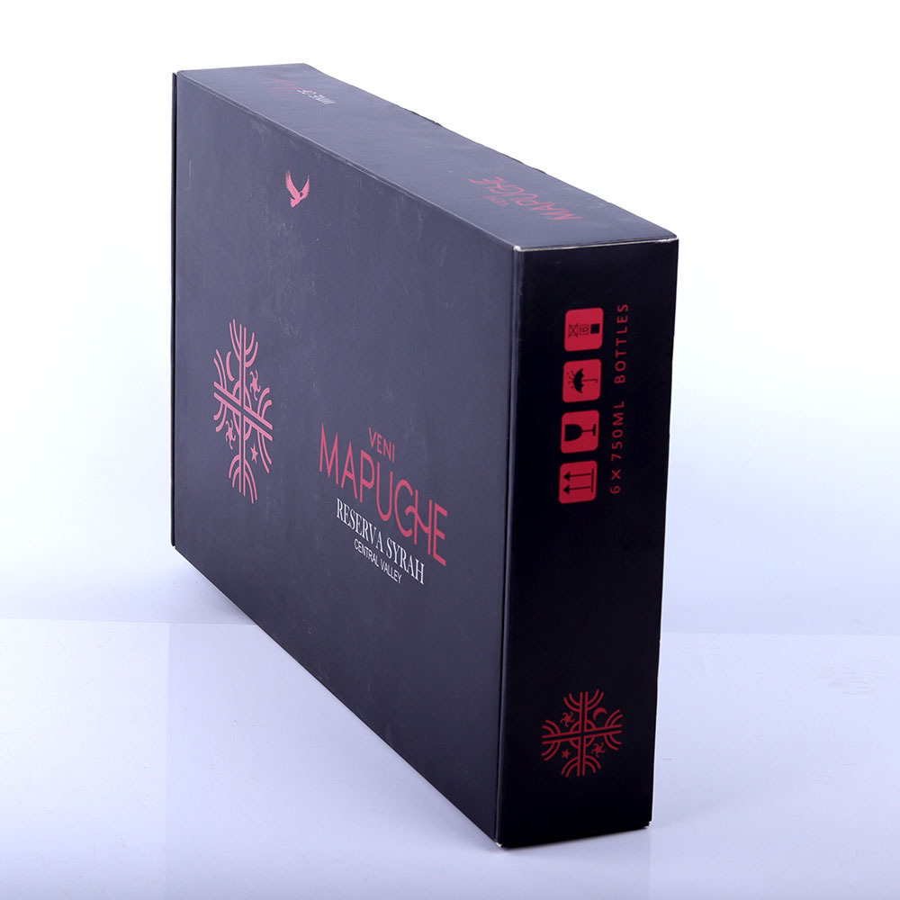 Hot selling cheap price custom logo eco-friendly paper shipping boxes black mailer box for 6 wine bottle packaging