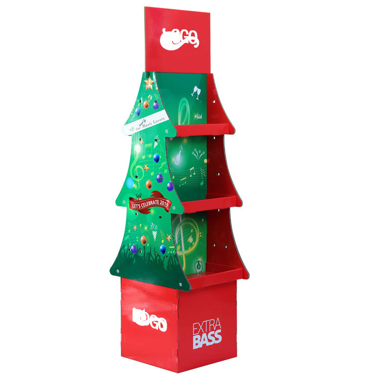 Custom POP Cardboard Display Rack Supermarket Cards Gifts Food Promotional Display Stand Christmas Display Rack