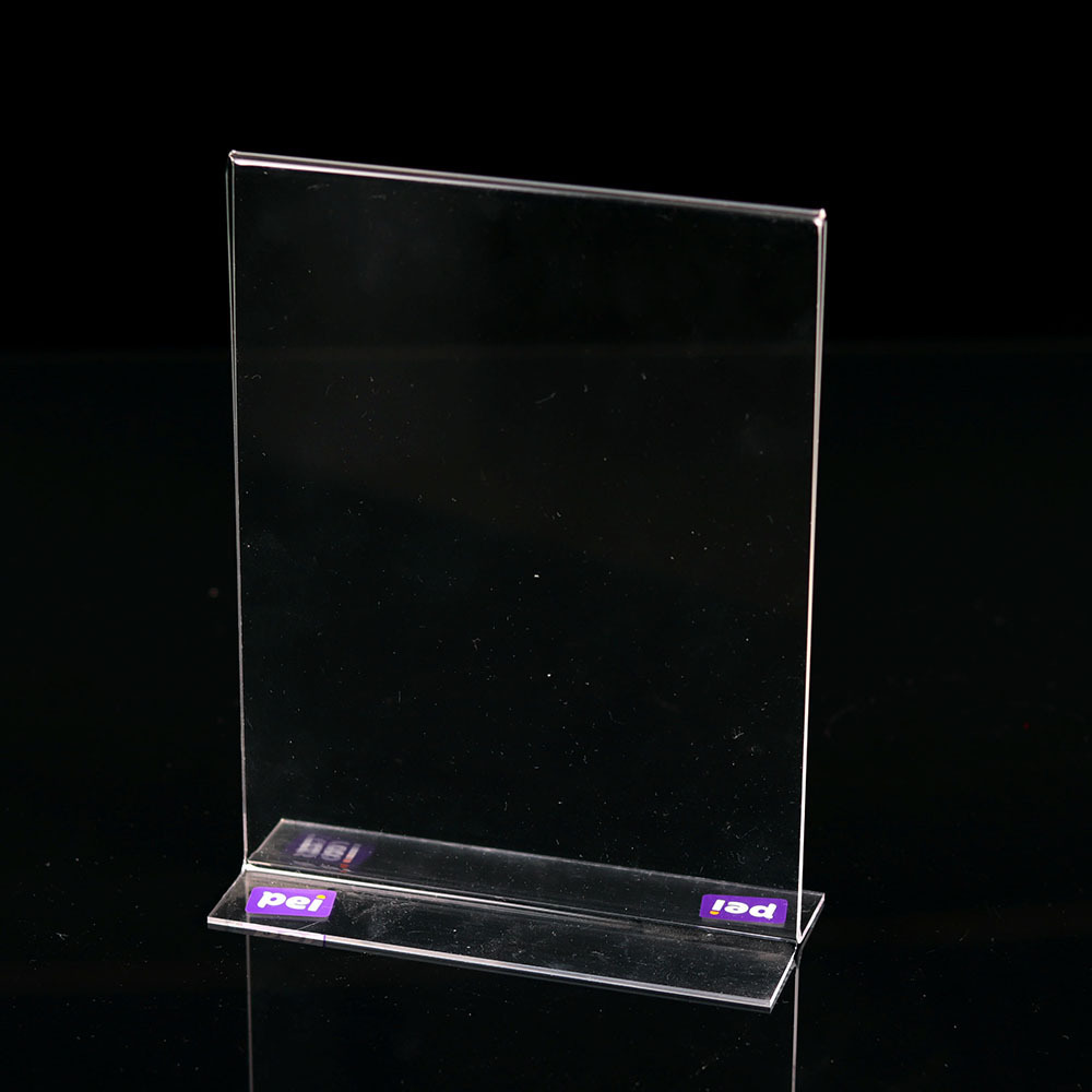 Custom size slanted clear acrylic table top menu holder display stand picture leaflet small holder frame