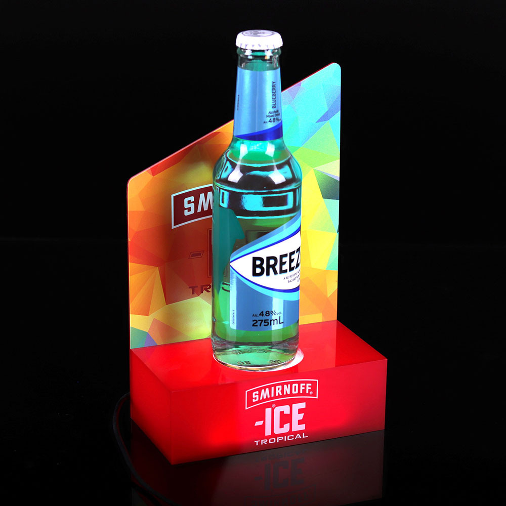 Custom High Quality Clear Acrylic Whisky Bottle Beer Wine Acrylic Display Holder With Led