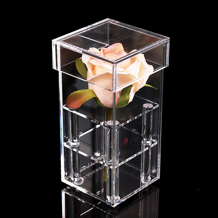 Hot sale products china wholesale acrylic storage box rose acrylic flower box small clear flower box custom