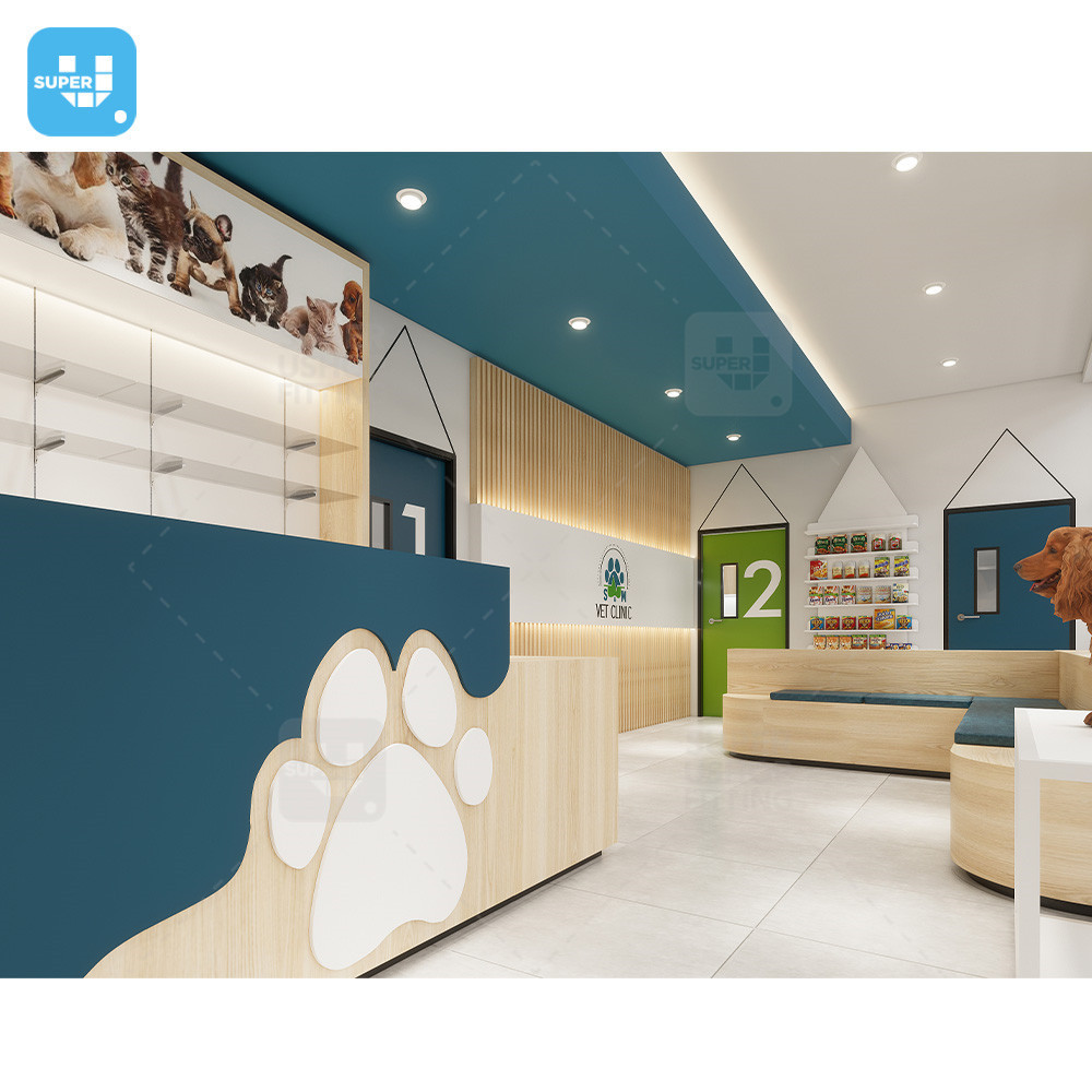 Trendy Pet Food Bag Store Shelving Custom Warm Wood Vet Clinic Shop Display Shelves Commercial Floor Stand Dog Pet Store Display