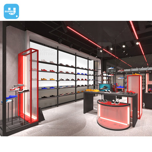 Customized Metal Wall Mounted Store Design Shoe Display Rotating Showroom Led Shoes Display Rack for Retail Shop