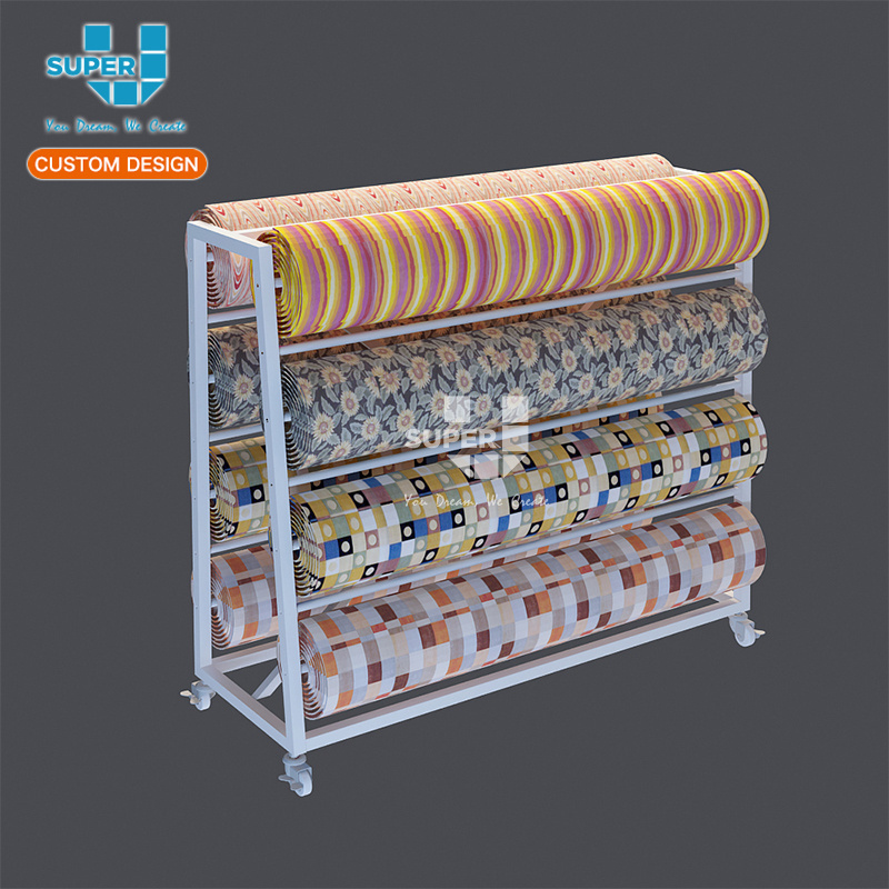 Modern Customized Retail Luxury Textile Display Racks Home Furnishing Metal Floor Stand