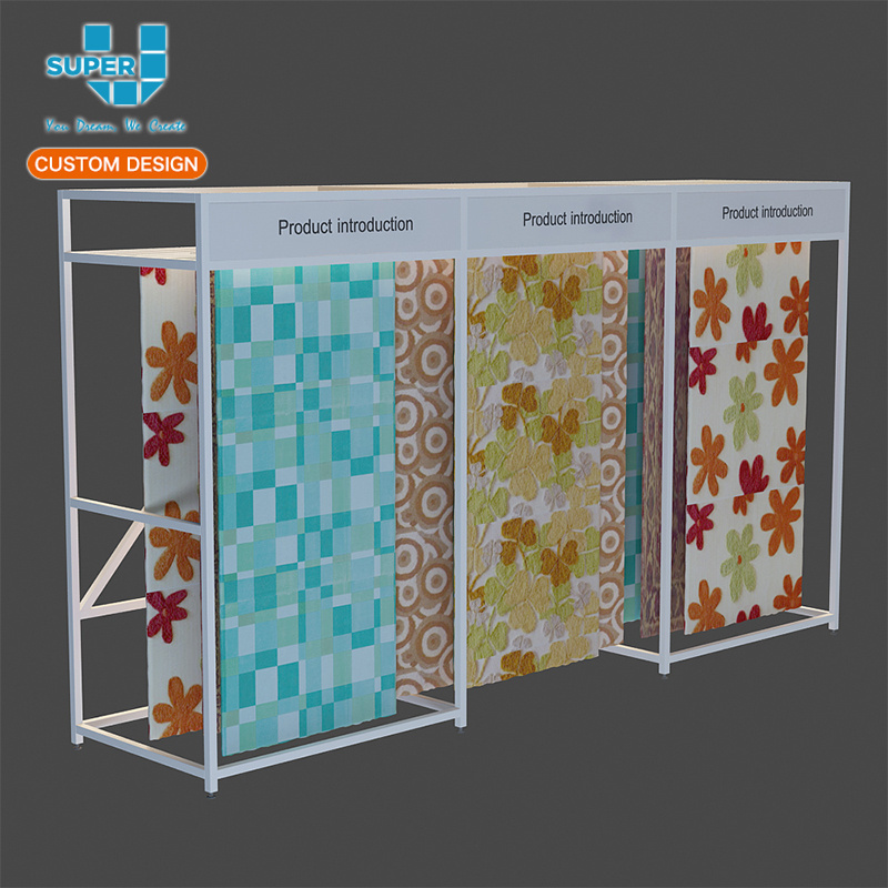 Tailor Made Retail Textile Store Fixture Furniture Wholesale Fashion Customized Metal Carpet Display Floor Stand