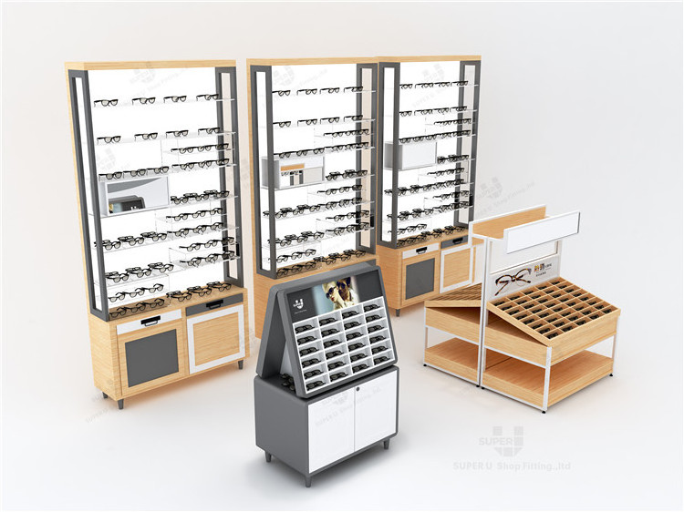 Bespoke Free Standing Optical Shop Design Display Showcase Eyeglasses Display Rack Stand