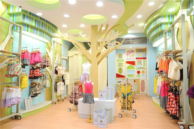 Commercial Baby Clothing Store Furniture Free Standing Garment Gondola Metal Hanging Clothes Display Racks For Kids