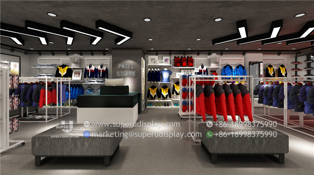 Professional Customized Shoes Display Stand Sportswear Shop Interior Design Ideas Modern Sneaker Retail Shop Wall Display Shelf