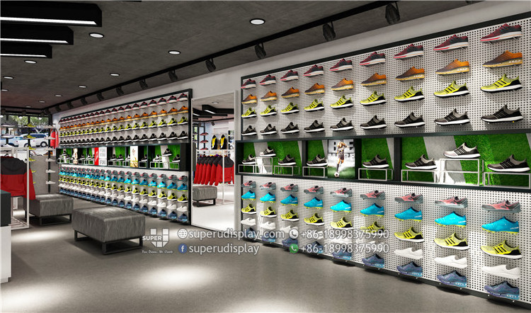 Modern Customized Wall Mounted Commercial Shoe Display Rack Retail Store Sports Shoe Display Stand Sneaker Shoe Wall Display