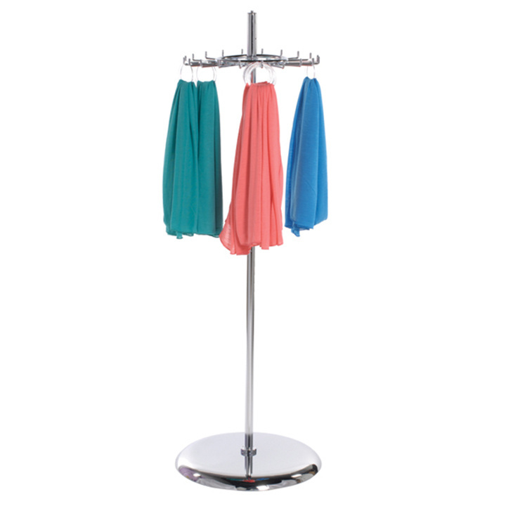 Fashion Boutique Retail Floor Stand Customized Commercial Metal Display Stand Stainless Steel Retail Scarf Shop Display Rack