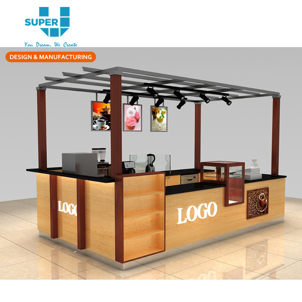 Custom Wooden Outdoor Coffee Kiosk Creative Design Mall Kiosk Ideas For Sale