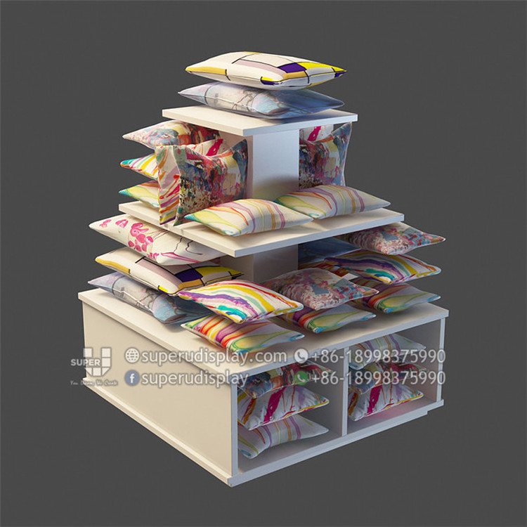 Retail Store Cushion Pillow Tower Display Shelf Stand Customized Pillow Display Rack