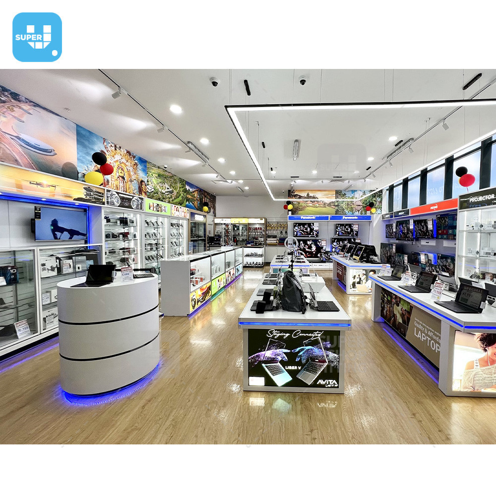 Trendy Electronic Department Store Fixture Custom Wooden Household Electrical Appliances Shop Fitting Furniture for Sale