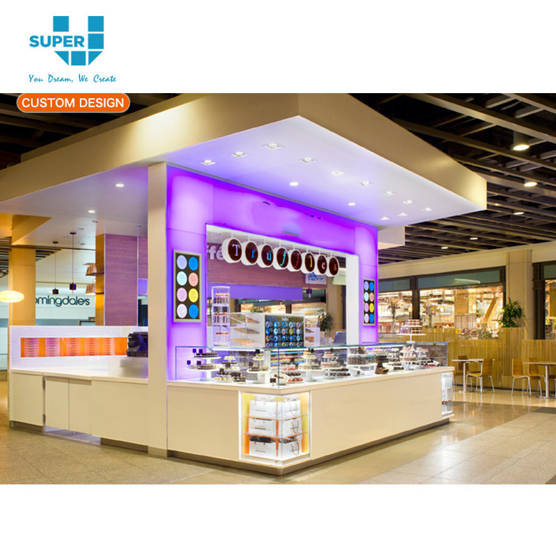 Customized Modern Shopping Mall Food Kiosk For Sale Fashion Bakery Glass Counter Cute Cake Showcase Counter