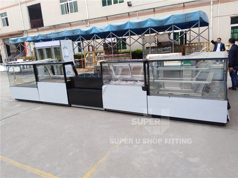 Modern Nuts Store Fixture Design Retail Shop Snacks Display Hot Dessert Sweet Counter Decoration Ice Cream Display Cabinets