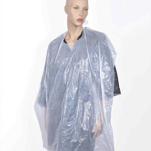 Disposable PE transparent barber cape plastic barber cape for hair salon