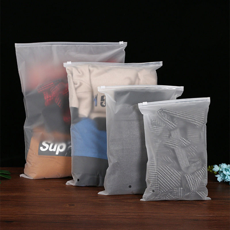 Custom Clear Packing Small Clothes Ziplock Bag Transparent Zipper Frosted Plastic Packaging Frosted Bags