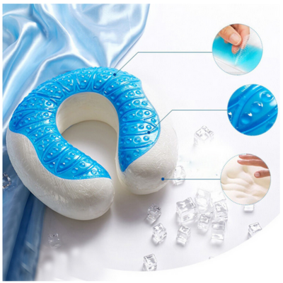 Cool Gel Memory Foam U- Shape Neck Pillow Customized Logo Polybag Woven Smart Pillow Aqua Cooling Visco Elastic Memory Foam