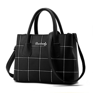 CLK W154 Guangzhou Factory PU material bag fashion handbag plaid Ladies hand bags cheap women handbags