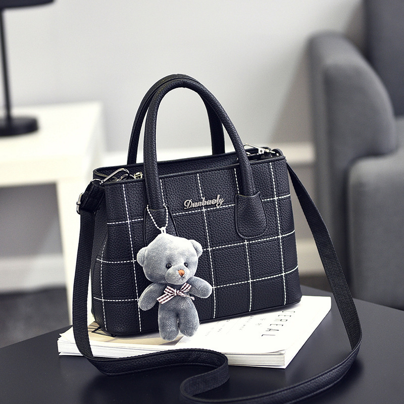 CLK W154 Guangzhou Factory PU material bag fashion handbag plaid Ladies hand bags cheap women handbags