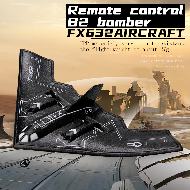 FX632 Rc Foam B2 Bomber Aircraft Model 2.4GHz 2channles EPP Push Back Rc Jet Glider Airplane Drone Toys