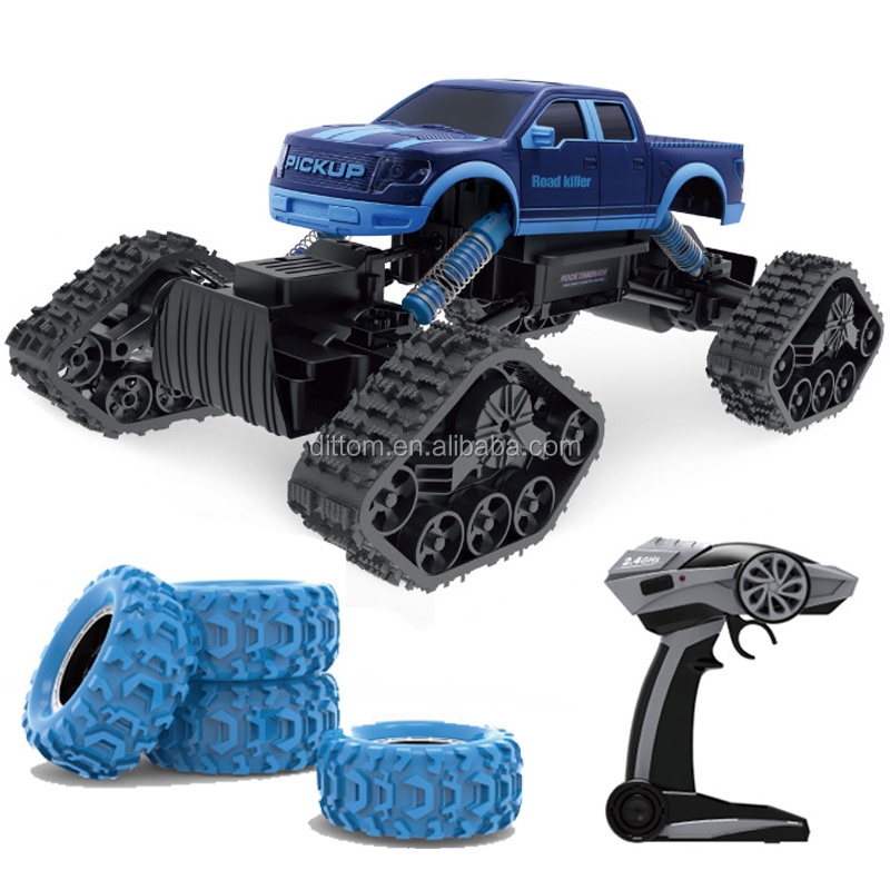 4WD 1/14 2.4G Rc Track Snow Cat Vehicle Cross Country Climbing Caterp Snow Truck(Swap Tires Freely)