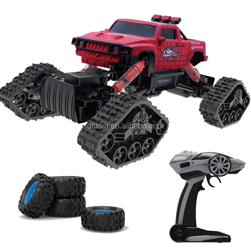 4WD 1/14 2.4G Rc Track Snow Cat Vehicle Cross Country Climbing Caterp Snow Truck(Swap Tires Freely)