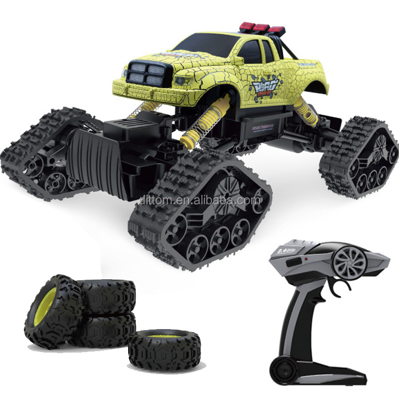 4WD 1/14 2.4G Rc Track Snow Cat Vehicle Cross Country Climbing Caterp Snow Truck(Swap Tires Freely)