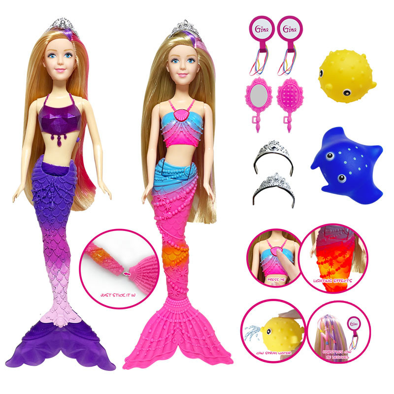 Mermaid Princess 11.5CH 2PCS Beauty Doll Set Play House Toy Fashion Lovely Dress Up Toy