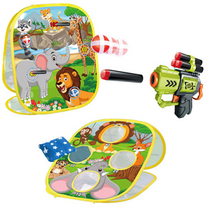 4in1 Bean Bag Throwing Shooting Gun Game Boards Sticky Balls Game Parents Funny Family Activities