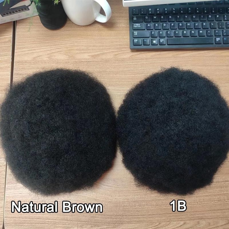 African American Thin Skin Lace Man Hair Wig Natural Toupee Human Hair System Replacement Toupee Afro Curly Hair Toupee for Men