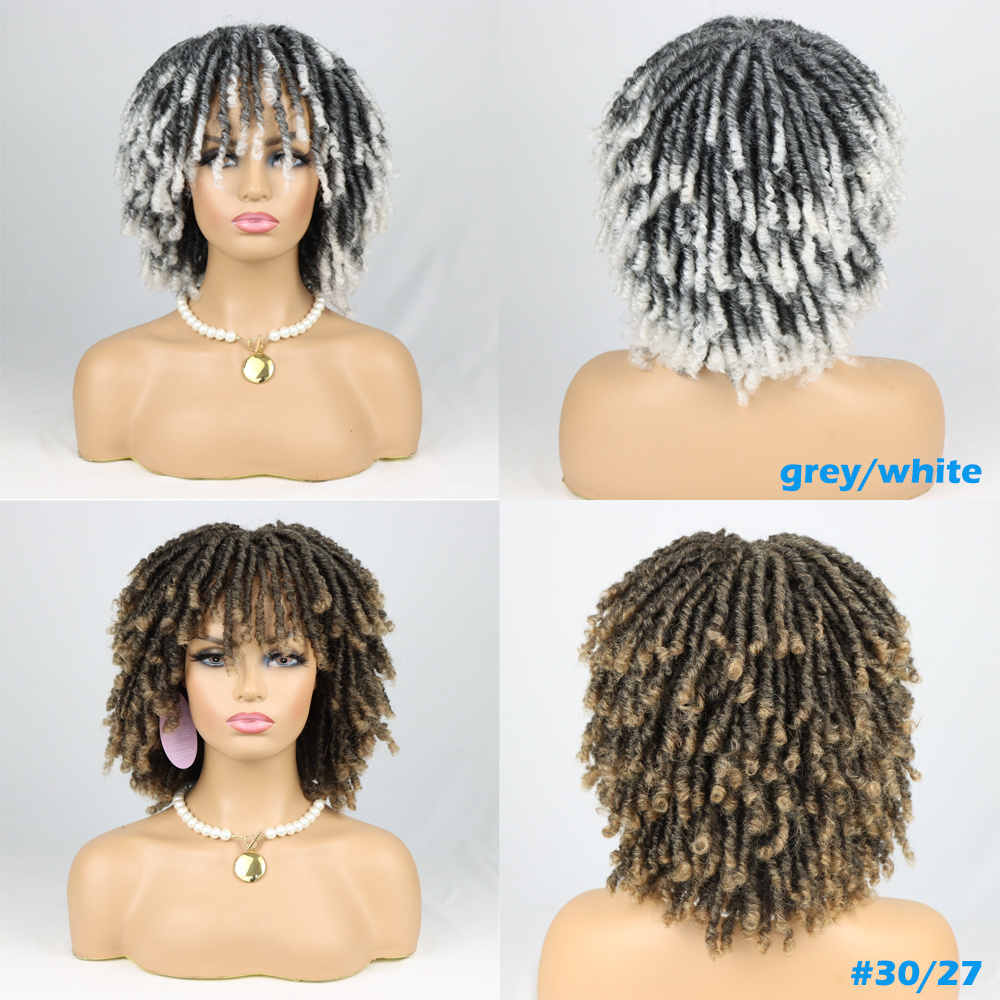 Faux Locs Crochet Braid Hair Wig Machine Made Wigs Synthetic Hair Color For Black Women 10 Inches