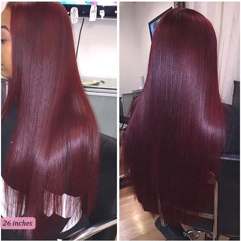 99J Red Burgundy Pre-Plucked 130% Remy Human Hair Deep Part Wigs Brazilian Straight Hair 13X1 Lace Front Wig Human Hair Wigs