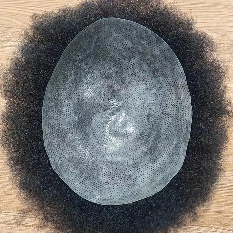 African American Thin Skin Lace Man Hair Wig Natural Toupee Human Hair System Replacement Toupee Afro Curly Hair Toupee for Men