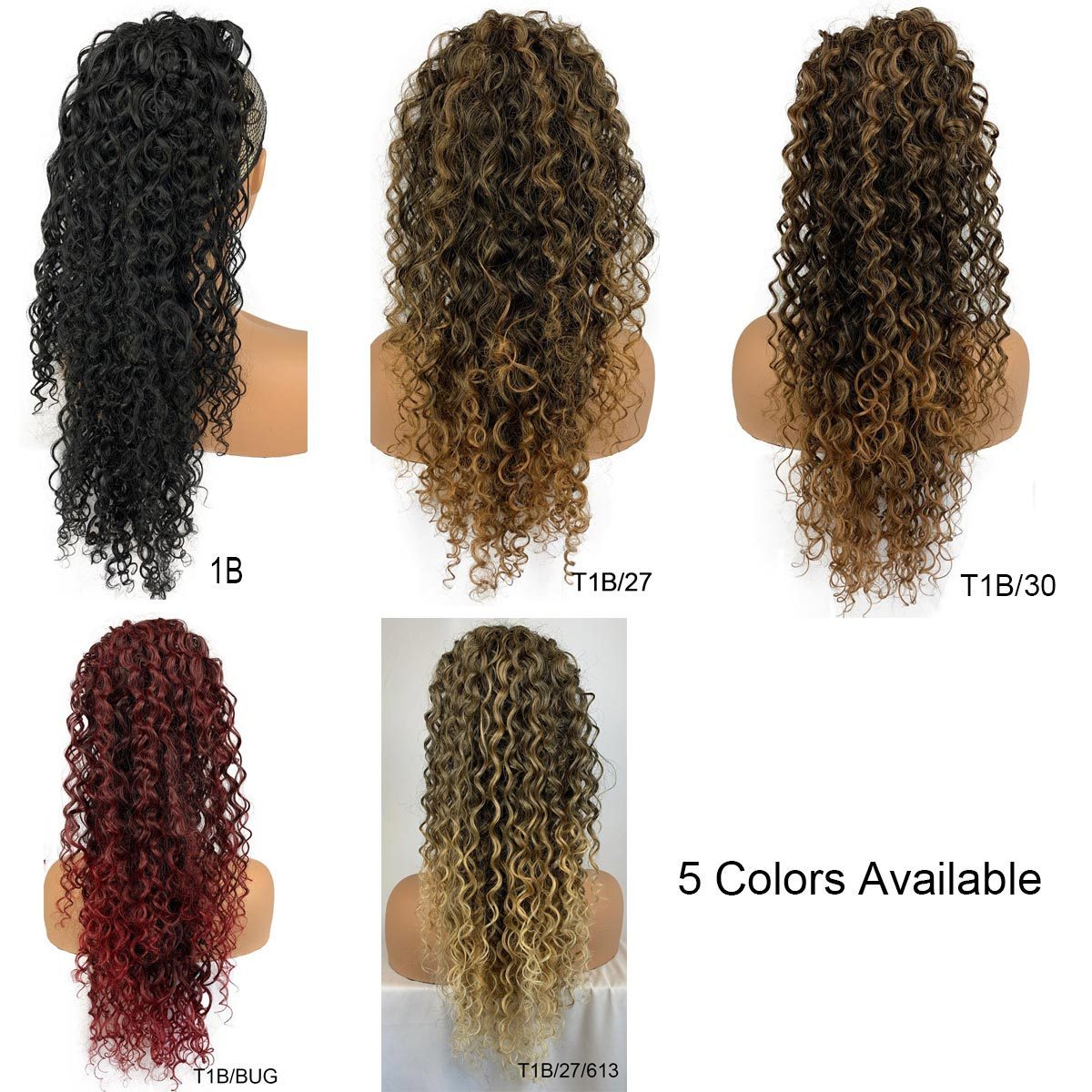 Human Hair Blend Ponytails Clip in Drawstring Long Curly Ponytail Hair Pieces Synthetic Hair Extensions Ponytail for Black Women