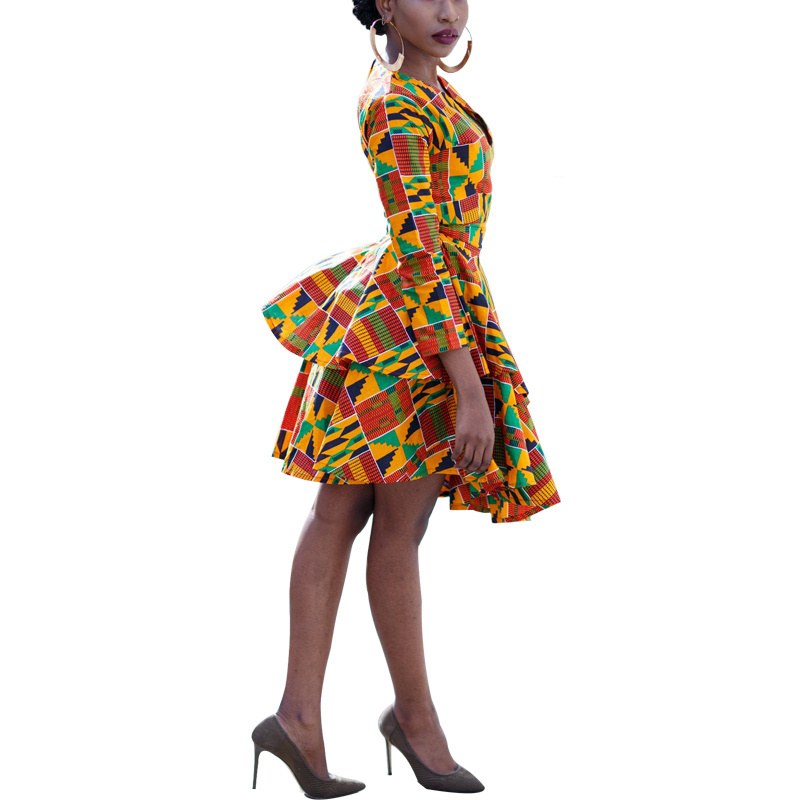 women fashion  geometric pattern style kiteng design african print dress