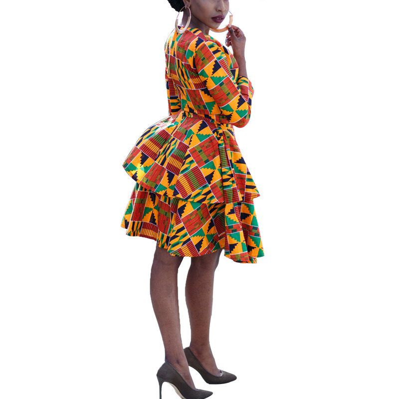 women fashion  geometric pattern style kiteng design african print dress