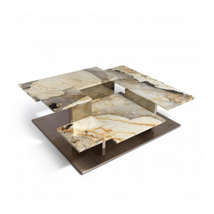 Factory outlet luxury fancy stainless steel italian natrual marble centre coffee table for home