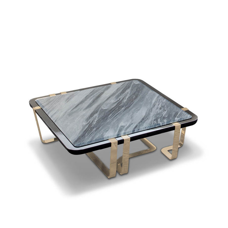 Square italian luxury modern design marble top tea stainless steel frame coffee table for home luxury