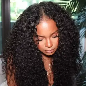 Glueless Jerry Curly Human Hair Sew In No Glue NO Leave Out u V Wig Beginner Friendly Thin Part Wigs