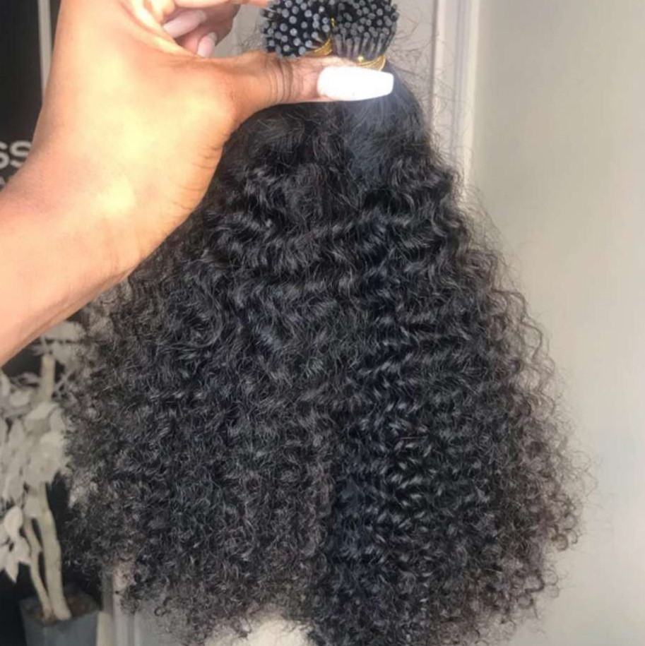 Divaswigs Microlinks Afro Kinky Curly I Tip Hair Extensions For Black Women raw Human  Pre Bonded Hair Extensions