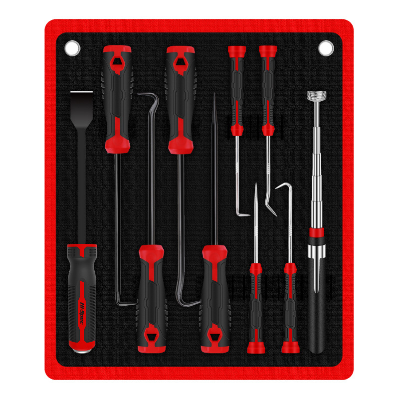 10pc Hook, Pick, Scraper & Pick-Up Garage Tool Kit Set for Car Auto Repairs. Telescopic Magnetic LED Pickup Tool. OEM ODM Ready