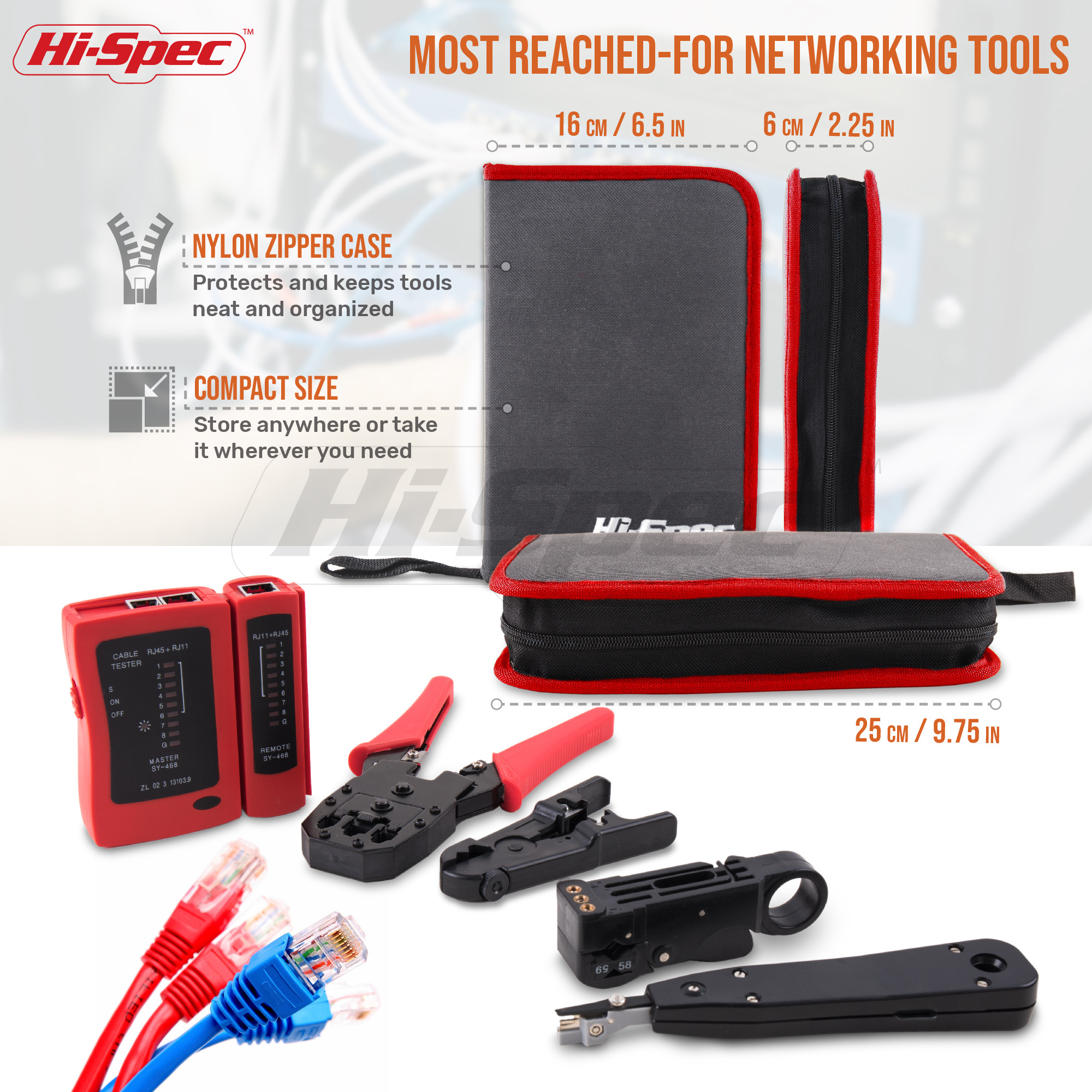 9pc Network Cable Tester, Computer Maintenance & Wiring Repair Tool Kit. Screwdrivers, Crimper and Cutter Tools. OEM ODM Ready