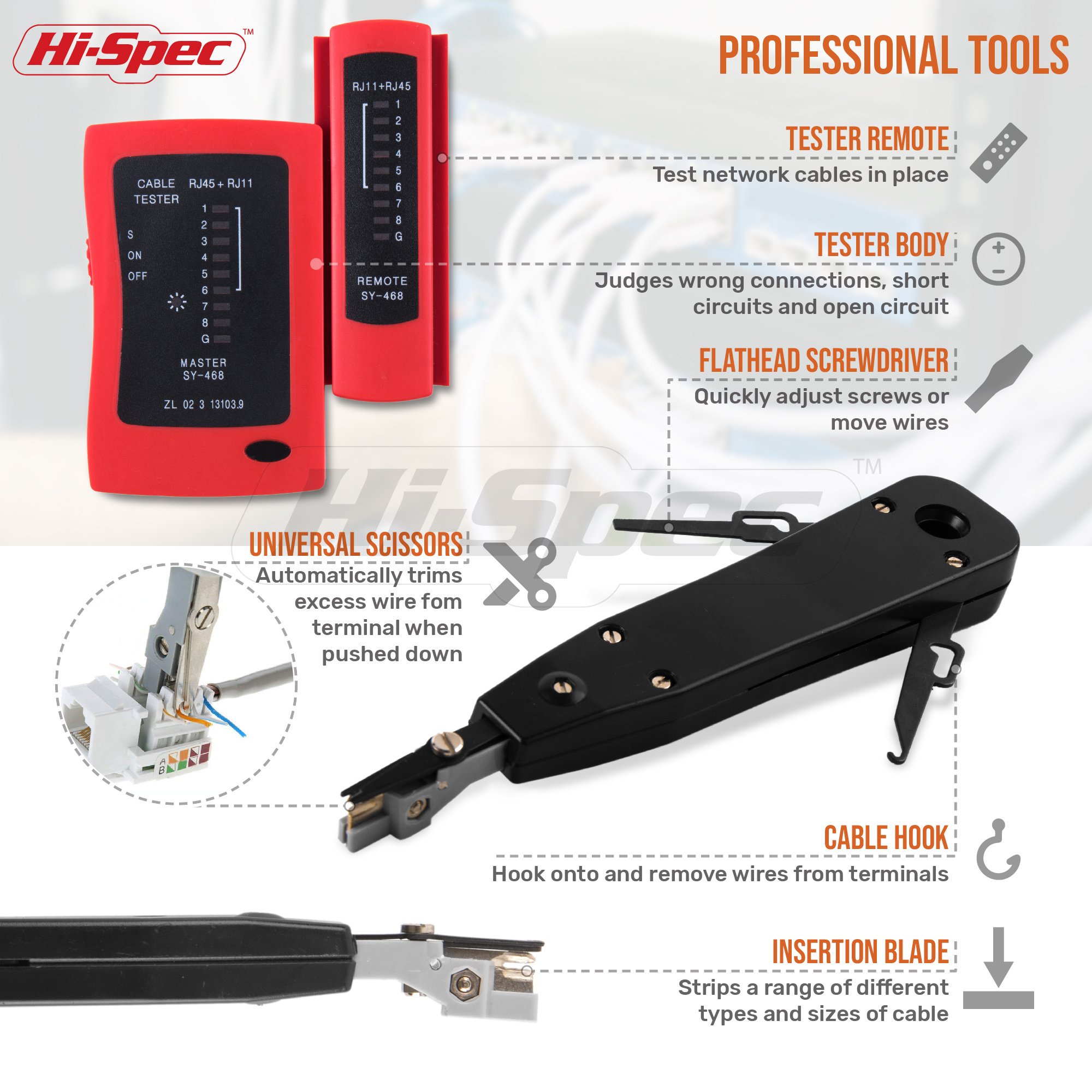 9pc Network Cable Tester, Computer Maintenance & Wiring Repair Tool Kit. Screwdrivers, Crimper and Cutter Tools. OEM ODM Ready