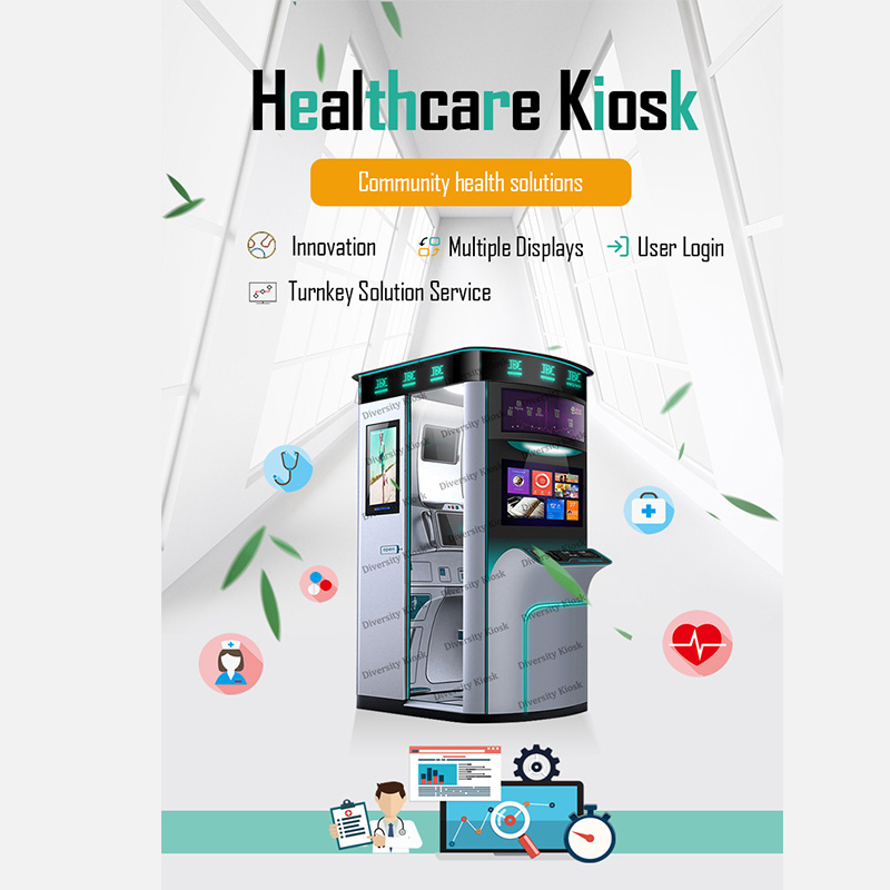 Self Healthcare Physical Medical Examination Kiosk With Blood Pressure Check Report Printing Kiosk System