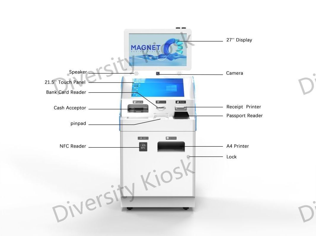 automatic foreign currency exchange machine converter cash machine  receiving multiple currencies