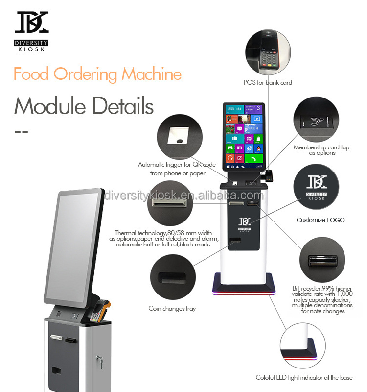 Windows Android Systembakery cake bread boba bubble milk tea juice ice cream coffee KFC Mcdonalds Self Ordering Kiosk Machine