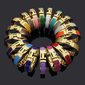 2023 New Arrival European And American Fashion Explosion Jewelry Bracelets & Bangles Stainless Steel Letter H Bracelet