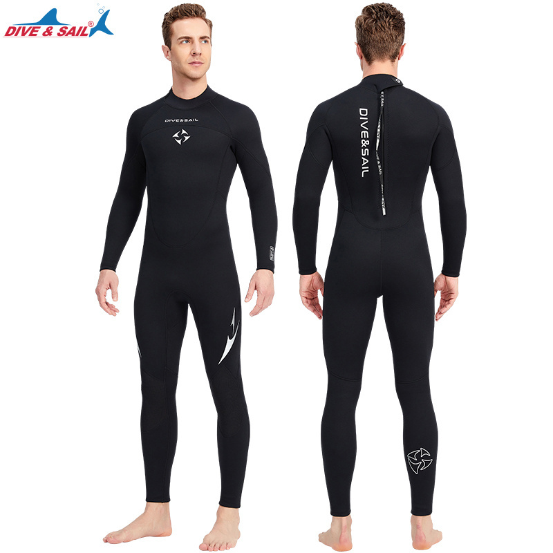 Women Men 3mm Neoprene Wetsuits One Piece Long Sleeve Couple Surf Dive Wear Hoodless Back Zip Surfing Scuba Diving Suit