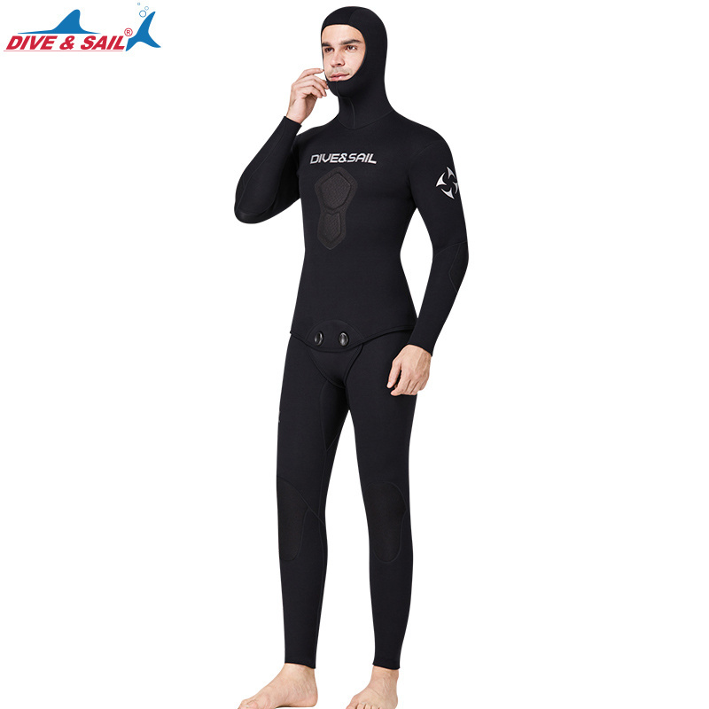 New Hoodie Wetsuits 1.5mm SCR Neoprene Split Diving Two Piece Surfing Snorkeling Freediving Spearfishing Suit Men Wetsuit